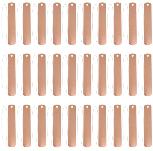Besportble Copper Plant Labels Gardening Accessories 30 Sets Hanging Tags with Wire for Balcony Garden Pots Planters Vegetable Flower Markers