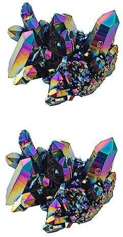 Zerodeko 2St Bunte Kristallcluster gärfass gärtopf b.o.t.a gartenvliese desk decoration Natursteine natürlicher Kristall natürliche Edelsteine Aquarium schmücken Dekorationen