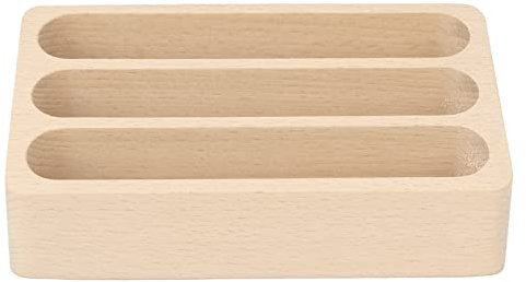 Visitenkartenhalter Holz, 3 Fächer Visitenkarten Halterung Kartenhalter für Schreibtisch Visitenkartenständer Mehrfach, Visitenkartenetui Display Stand für Bürotische Organizer