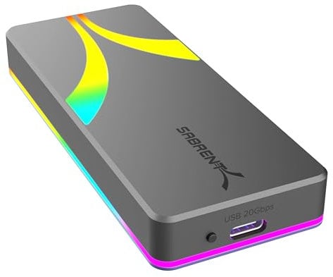 SABRENT Rocket RGB USB C 20Gbps M.2 SATA NVMe SSD Gehäuse (EC-RGBG)