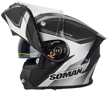 Klapphelm Motorradhelm Motorrad Helm mit Anti-Fog-Doppelvisier Motocross Integralhelm ECE/DOT Zertifiziert Rollerhelm Vollvisierhelm Racing Sturzhelm für Erwachsene Männer und Frauen 10,4XL