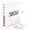 Chargeur USB C 380 W, 10 ports, station de charge rapide GaN III pour MacBook Pro/Air, iPad, iPhone, Dell XPS, Samsung Galaxy (blanc)