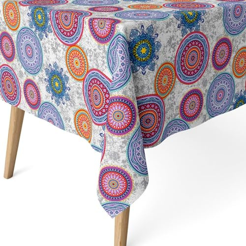 ECOMMERC3 | Tovaglia antimacchia per tavolo rettangolare dimensioni 100x140 cm | Tovaglia resinata antimacchia, ultra morbida, impermeabile, MIKONOS LILLA