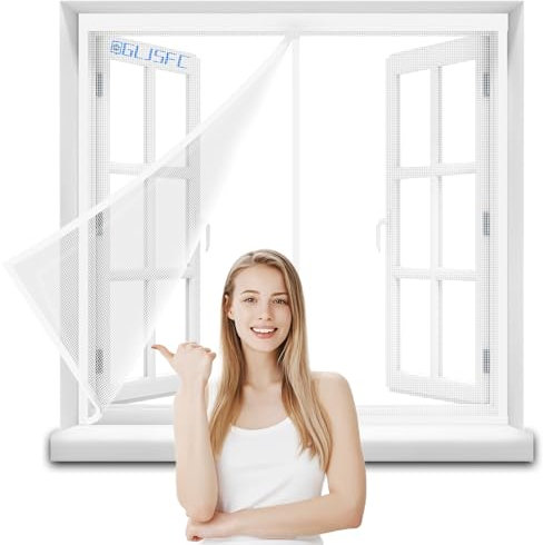 Moustiquaire Magnétique Fenêtre, 55x200cm Moustiquaire pour Porte Rideau Anti-moustique Magnetique pour Porte Fenêtre Balcon Camping-car Blanc