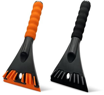 KUKKUME 2 Stück Eiskratzer für Auto Windschutzscheibe Auto Eiskratzer Nicht Kratzen Eis Schnee und Frost Auto Fenster Schaber mit Komfortabler Schaumstoffgriff für Autos Kleine LKW und SUVs (Schwarz &