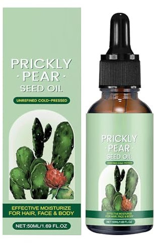 Prickly Pear Seed Oil | 50 Ml Aceite de Higo Chumbo Ecológico | Aceite Hidratante de Piel de Cactus Puro para Rostro, Cabello y Cuerpo | Aceite Corporal de Higo Chumbo para Reafirmar E Hidratar