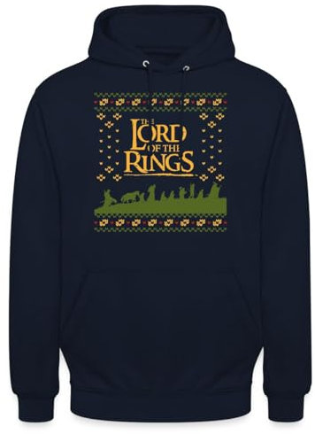 Spreadshirt Der Herr Der Ringe Ugly Christmas Sweater Design Unisex Hoodie, L, Navy