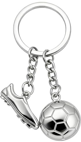 Moydolo Football Keychain Pendant Metal Boot Ball Soccer Key Chains Charms Sports Fan Keyrings for Men Women Boys Girls