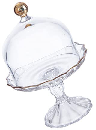 Ciieeo Gold Plated Fruit Tray Elegant Serving Tray Handles Glass Cover Cake Dish