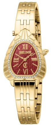 Just Cavalli Damenuhr Analog Quarz mit Edelstahlarmband JC1L366M0065, rot, Mode