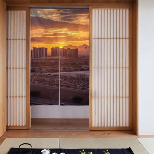 SDTYKHJ Verdunkelungsvorhang für Türen, Las Vegas, Sonnenuntergang, Fenstervorhang, Sichtschutz, Raumteiler, Vorhang, Vorhang für vordere Schiebetür, Schlafzimmer, Küche, Terrasse, 86,4 x 142,2 cm