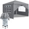 Aufun Pavillon 3x3m Wasserdicht Gartenpavillon mit 4 Seitenteilen und Fenstern für Partys, Hochzeiten, Picknicks, Faltbar Gartenzelt Partyzelt faltpavillon aus Oxford Metallrahmen, UV-Schutz, Grau
