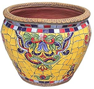 Pot de Fleurs en céramique coloré pour extérieur/intérieur, Grand Pot de Fleurs, Beaux Pots de Fleurs d'intérieur et d'extérieur pour Fleurs et Plantes d'intérieur, Pot d,23 * 19CM