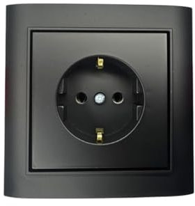 N&L Unterputz, Steckdose mit Abdeckung im 1-fach Rahmen, FORMAT, schwarz, gewölbt