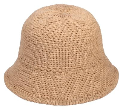 Manfnee Gewebter Strandhut Damen Sommer Knit Geflochtene Sonnenhut Stroh Fisherman Hut für Frauen