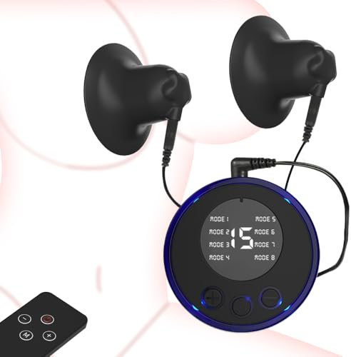 Qcpuuu Suceurs Pour Mamelon Vibrantes, Silicone Masseur Electrique de Sein avec 8 Modes de Vibration Silicone, Pinces Pour Mamelon, Electro-Stimulation, Jouets de Mamelon Pour Couples Féminins Homme