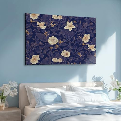 Impression sur toile sans Cadre Rose Lys Feuille Pourpre Floral imprimés sur toile Peinture d'art Tableau mural de grande taille Affiche moderne Salon Chambre Tableau Decor Murale 90 x 60cm