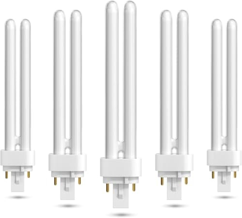 Pack de 5 Bombillas G24d-3, 2-Pin PLC Tubo 26W, Luz Blanca Neutra 4000K, 1600LM, Tubo de Doble Vuelta 2U, Lámpara Fluorescente de Bajo Consumo de Alta Eficiencia, Apto Para Cocina, Dormitorio, Comedor