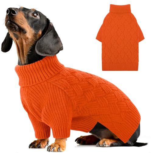 AOFITEE Hundepullover Kleine Hunde, Winter Warm Strickpullover mit Beinen | Rollkragen Hund Pullover mit Geschirr öffnung Weihnachten Hundepulli Sweater für Kleine Mittelgroße Große Hunde