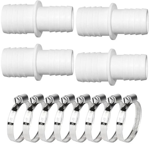 Idota Lot de 4 adaptateurs de piscine 32 à 38 mm, raccord de tuyau de 32 à 38 mm, adaptateur de tuyau de piscine avec 8 colliers de serrage en acier inoxydable (4 pièces 32-38 mm)