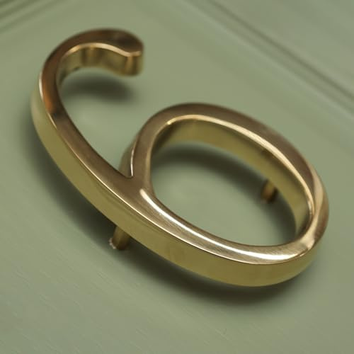 Polished Brass Floatinig House Number | 5 inch Modern Door Sign Numbers Signs Plaques | Street Home Address Numerals