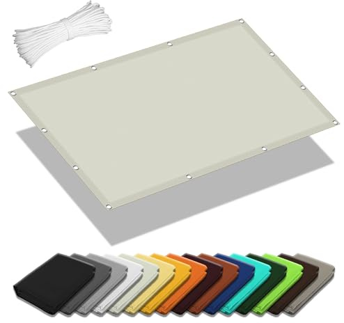 Wasserdicht Sonnensegel 1.4 x 2.2 m Rechteckig Wasserdicht 98% UV Schutz Sonnenschutznetz für Die Terrasse inkl Befestigungsseile für Balkon Camping Terrasse Pergola, Beige