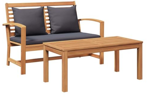 vidaXL Garden Bench Beige 110 x 64 x 76.5 cm Solid teak wood, Outdoor Furniture, Teak Chair, Rustic Garden Seating, Durable Balcony Sofa, Terrace Bench, Patio