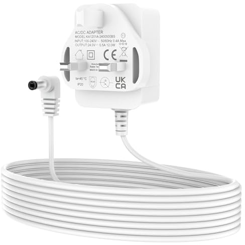 Simpeak AC/DC Adapter Plug, Input 24V/0.5A, Output 100-240V 50/60Hz Power Supply Adapter, 1.5M Charger UK Converter Plug 5.5mm X 2.1mm for Aroma Diffuser
