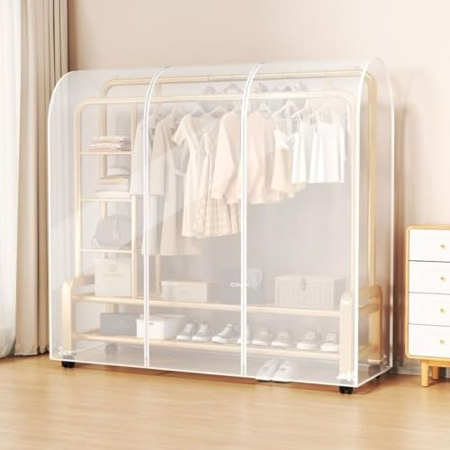 LSWKG Kleiderstangen-Staubabdeckung, Kleiderstangen-Schutzhülle, Kleiderständer Abdeckung, Abdeckung Kleiderständer, PEVA, für Kleiderschutz und Aufbewahrung Translucent,110cm