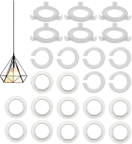 24 Pcs Lamp Shade Adapter Ring,E27 to E14 Lampshade Reducer Ring,Light Lamp Shade Adapter Rings Screw Collar Ring Converter Washer for Lampshade Adaptor Replacement