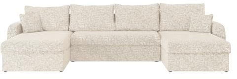 Mirjan24 Ecksofa Kristofer U, Design Eckcouch Couch mit Schlaffunktion, DREI Bettkasten, Wohnlandschaft, Bettfunktion, U-Form Sofa, Seite Universal, Farbauswahl (Bella 05)