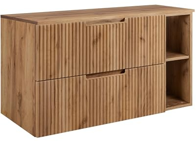 3E 3xE living.com Badezimmerschrank, Craft-Eiche, 80 (60 + 20) x 58,6 x 46 cm