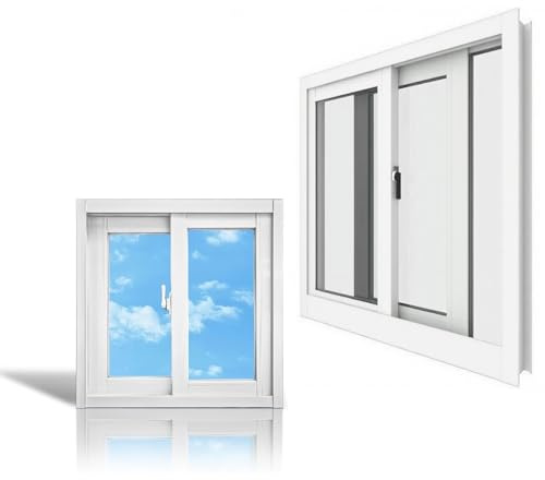 Horizontales Schiebefenster aus Aluminium mit gehärtetem Glas, 53,3 x 50,8 cm, für Kellerbelüftung und Spielhaus, erhältlich in 55,9–127 cm Breiten, weißes Finish