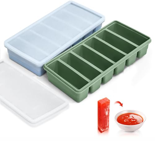 Silicone Freezer Moulds 6 Grid, BPA Free Soup Freezer Containers with Lids | food-grade silicone, -30°C to +220°C, quick release, stackable, odor-proof, precise portion control, for soups, sauces, meals