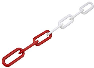 Gliederkette aus Kunststoff, stabile Absperrkette, rot-weiß, 25 m, Ø 8 mm