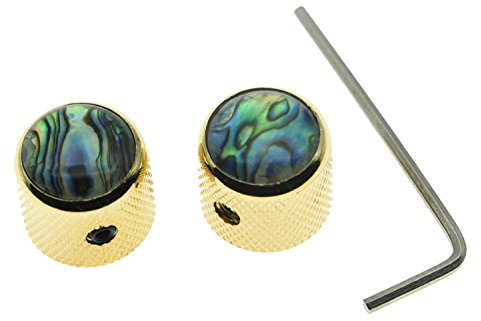 KAISH 2 Stück goldene Abalone Gitarrenknöpfe mit Einstellschraube für Telecaster