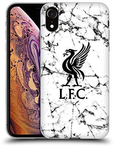 Head Case Designs Licenza Ufficiale Liverpool Football Club Liver Bird Nero Marmoreo Custodia Cover in Morbido Gel Compatibile con Apple iPhone XR