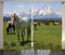 ABAKUHAUS Parcs nationaux Rideaux, Les Chevaux, Décoration Intérieure Accent Lot de 2 Panneaux, 280x225, Vert Citron Blanc