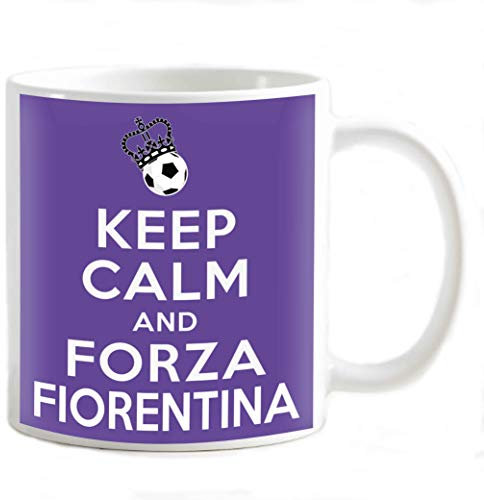 Tazza Mug colazione personalizzabile Keep Calm e Forza Viola gadget compatibile per tifosi gigliati o portapenne scrivania ufficio Love Firenze