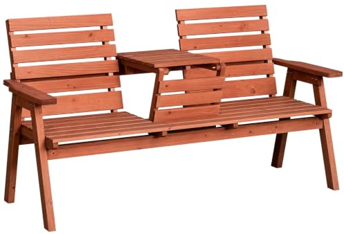 Outsunny Gartenbank aus Fichtenholz, 2 oder 3 Sitzplätze, Tisch umwandelbar in die Sitzfläche, wasserdicht, 160 x 68 x 92 cm