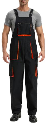 Yukirtiq Herren Latzhose Handwerker Berufsbekleidung Lange Arbeitslatzhose Schreiner Arbeitsbekleidung Arbeitshose mit Multifunktionalen Taschen