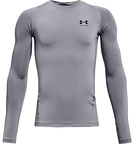 Under Armour Kids Heat Gear Long Sleeve Baselayer Top Steel/Black 9-10 Years