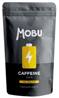 Caffeine Tablets 200mg 120 Energy Tablets | Focus, Concentration, Energy Boost & Exercise Support Pre Workout | Improve Focus | Vegan UK Made | MOBU
