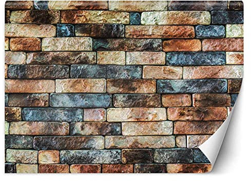 Feeby Wandtapete Fototapete Vlies Ziegelmauer 250x175 cm mehrfarbig Modern Tapete Wohnzimmer Schlafzimmer Mauerwerksimitation Textur