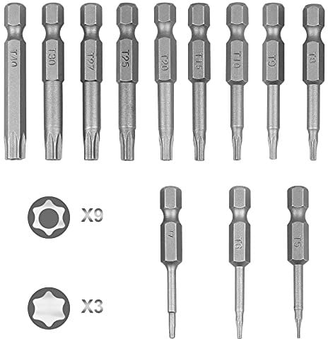 CPROSP 12PCS Torx Bit 50mm Lang,Lange Torx Bit T5,T6,T7,T8,T9,T10,T15,T20,T25,T27,T30,T40,S2 Stahl,Stern Kopf