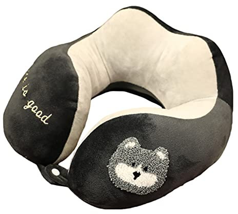 Memory Foam Reisekissen Kinder Nackenkissen Niedliche Tierform Nackenhörnchen Kopfstütze Baby Reise Schlafkissen (Hund)