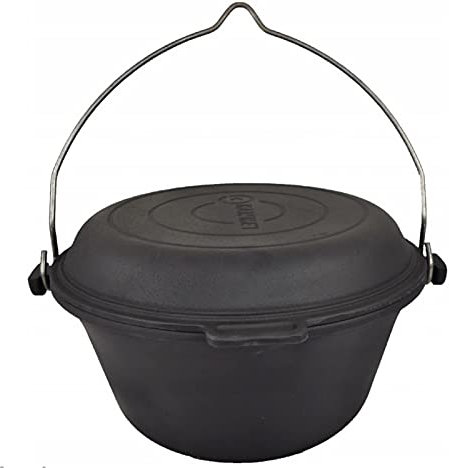 Hungarian Cast Iron Dutch Oven Tripod Lid Fire Pot with Pan Tripod, 9 L