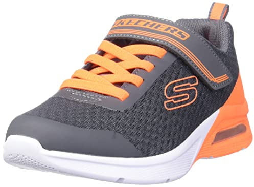 Skechers 403773L CCOR Sneaker, Charcoal Textile/Orange Trim, 28 EU