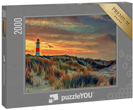 puzzleYOU: Puzzle 2000 Teile „im Stil von Edvard Munch, Der Schrei - Nordischer Leuchtturm auf Sylt - Puzzle-Kollektion Künstler & Gemälde“