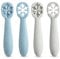 PandaEar Ensemble de cuillères pour bébé avec design flocon de neige (lot de 4) | Ustensiles en silicone de première étape | Sans BPA | Pour enfants et tout-petits de 6 mois et plus(Bleu/gris)